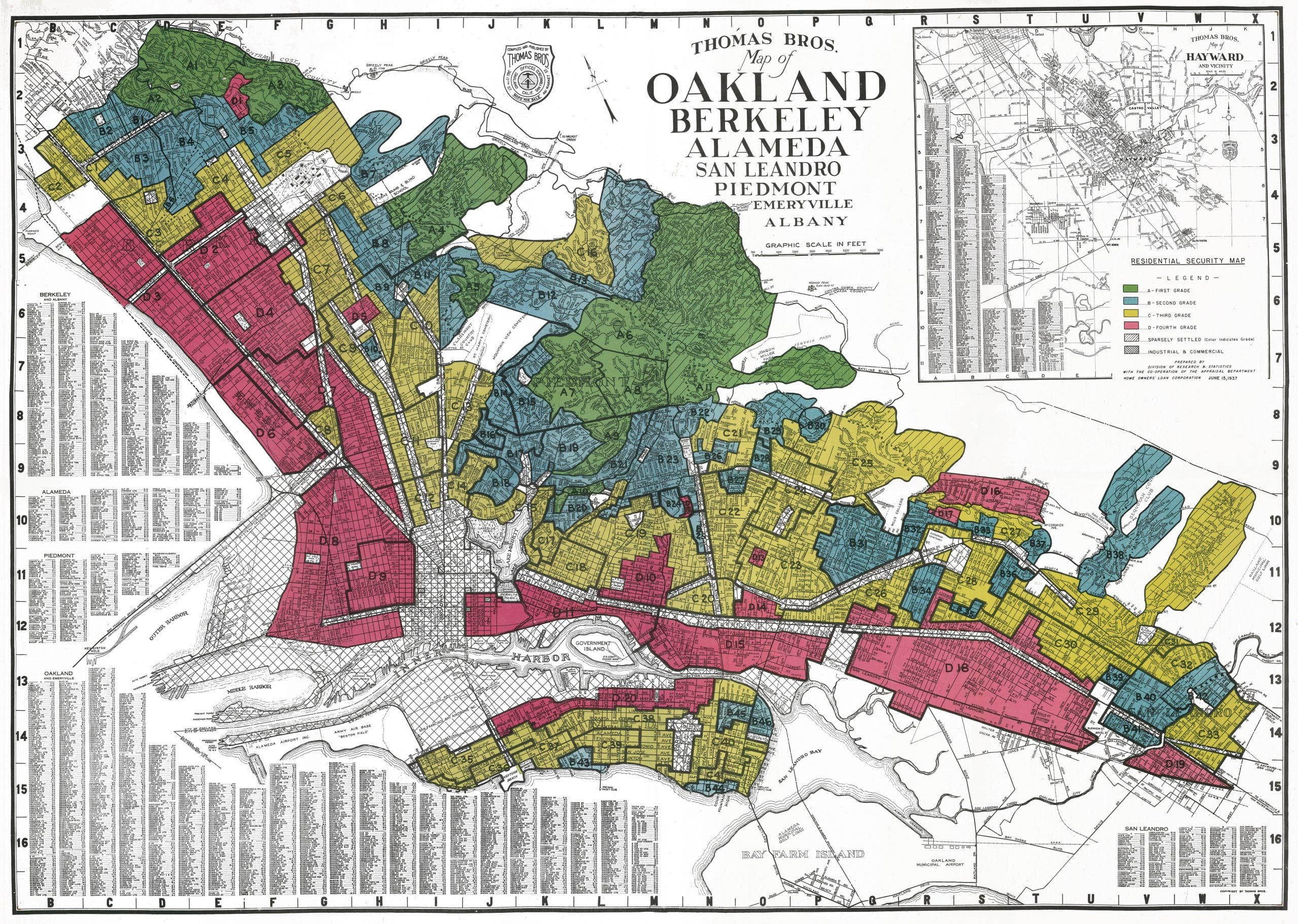 Overlaid Oakland Map|West Oakland|2022|A 1946 map of West Oakland, overlaid with modern-day infrastructure. The orange regions of the show the locations of vacant or parking lots where homes once stood.|#redlining, #blackhistory, #bayarea