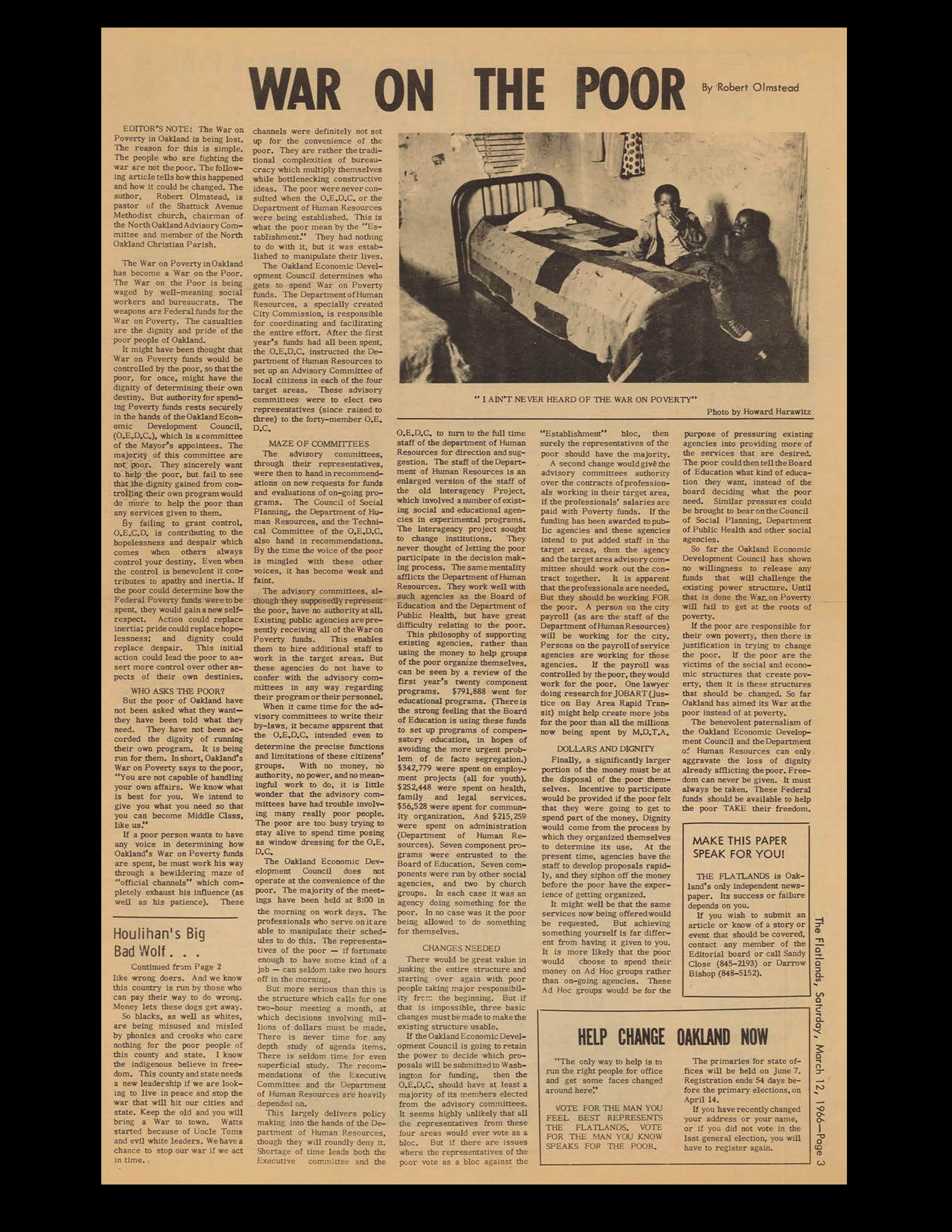War on the Poor|Oakland|March 12, 1966|
          The Flatlands, March 12, 1966|#blackhistory, #oakland, #blackactivism