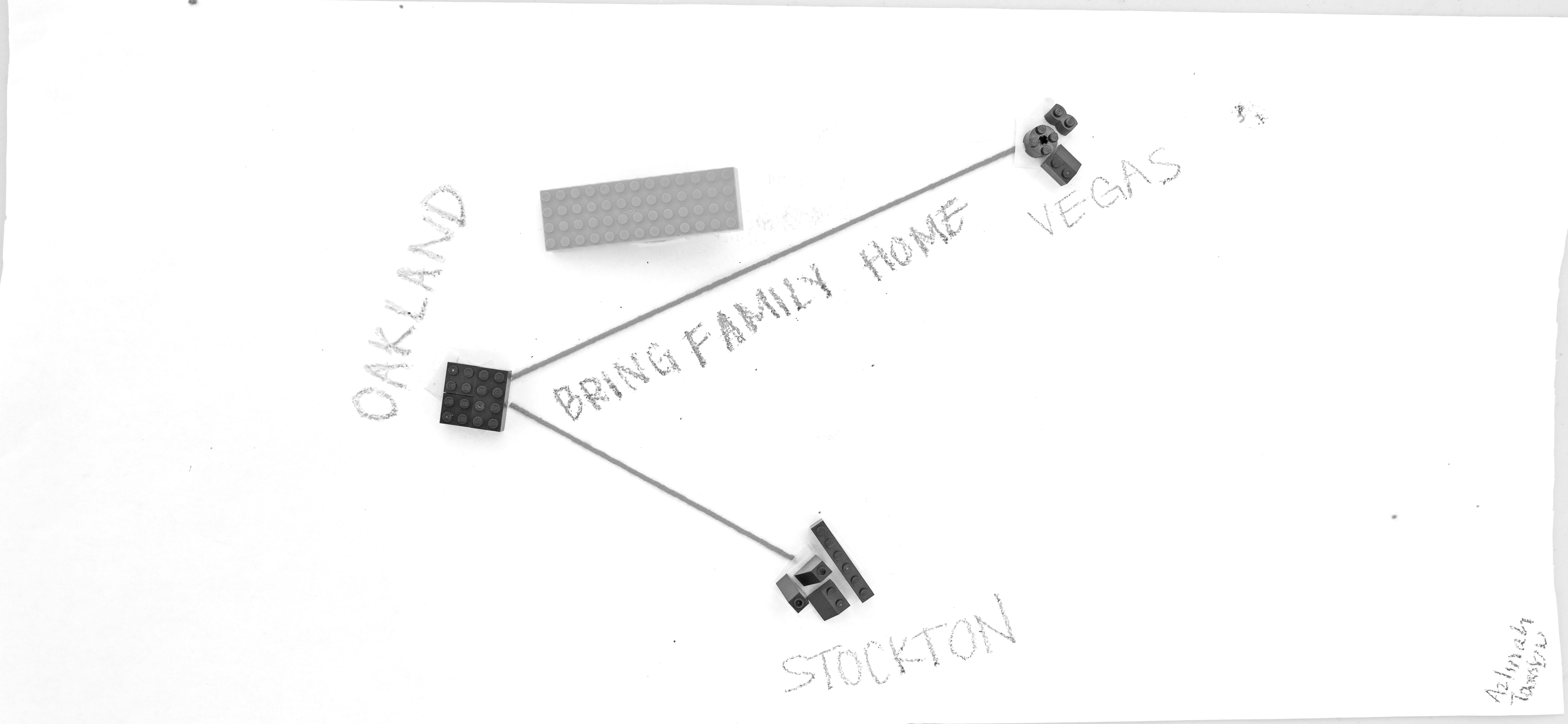 The “Hyphy Rail,” by Azlinah Tambu|Oakland|2023|Representing an imaginary rail line that
            connects families and communities that have been displaced from Oakland to regions
            like Stockton and Los Vegas due to gentrification.|#blackhistory, #eminentdomain, #displacement, #dispossession, #urbanrenewal